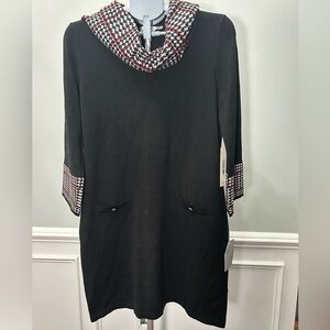 Eliza J Black Dress with Red and White Accents